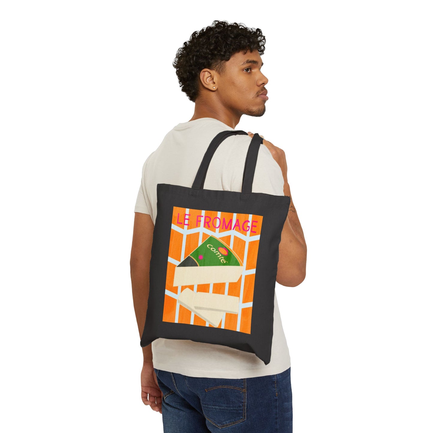 French Foodie Cotton Canvas Tote Bag - Perfect for Grocery Shopping or Outings