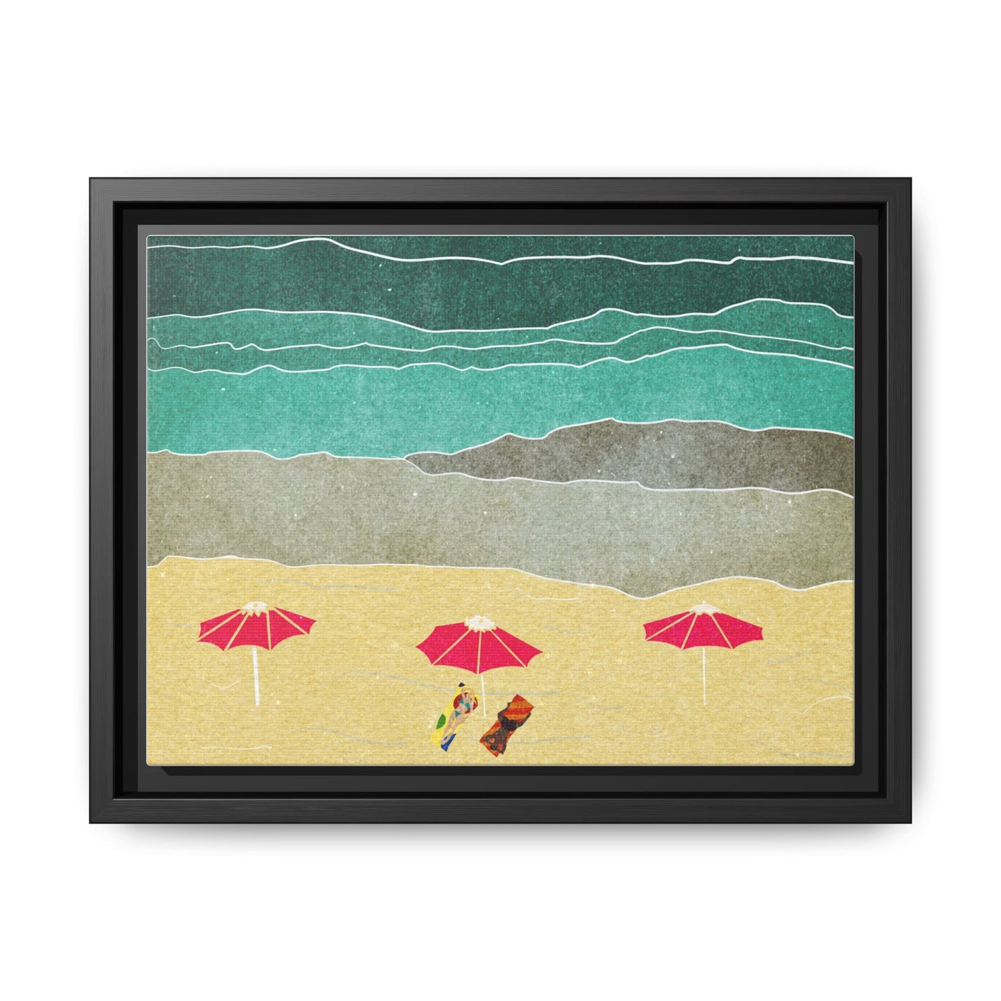 Wall Art Canvas- Seaside Vacation wth red umbrellas