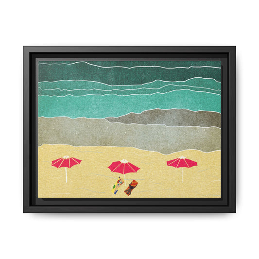Wall Art Canvas- Seaside Vacation wth red umbrellas