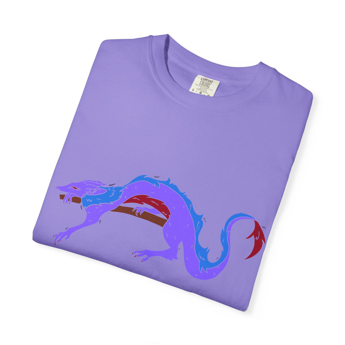 Fierce Dragon Graphic T-Shirt — Original art by Olivia Lagerlof with Tiny Back Shiba Accent