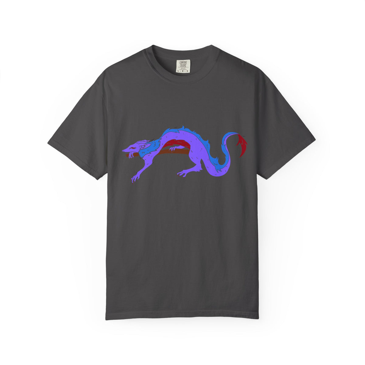 Fierce Dragon Graphic T-Shirt — Original art by Olivia Lagerlof with Tiny Back Shiba Accent