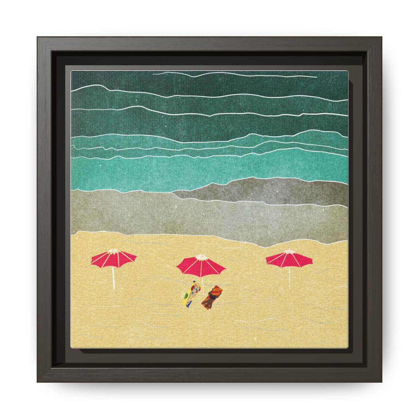 Wall Art Canvas- Seaside Vacation wth red umbrellas