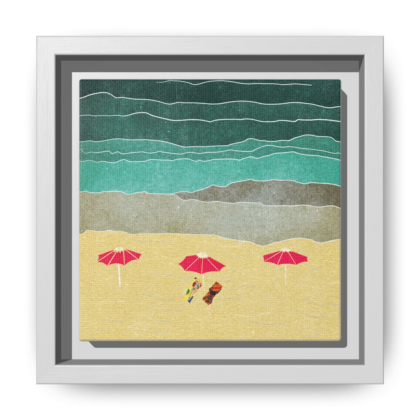 Wall Art Canvas- Seaside Vacation wth red umbrellas