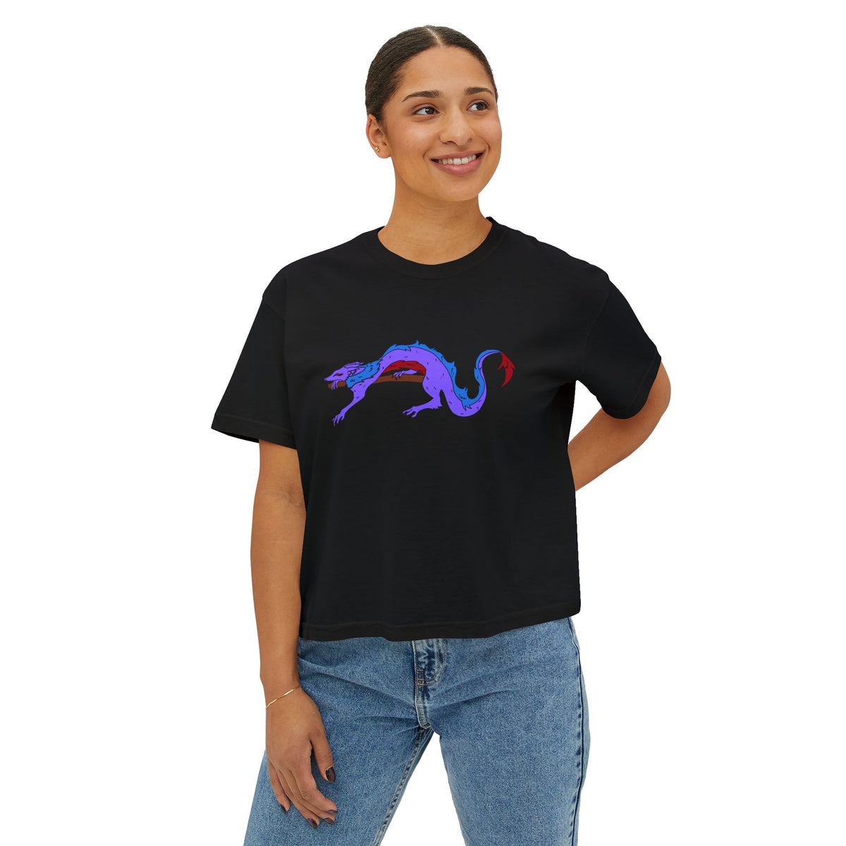 Boxy Tee Fierce Dragon original art by Olivia Lagerlof