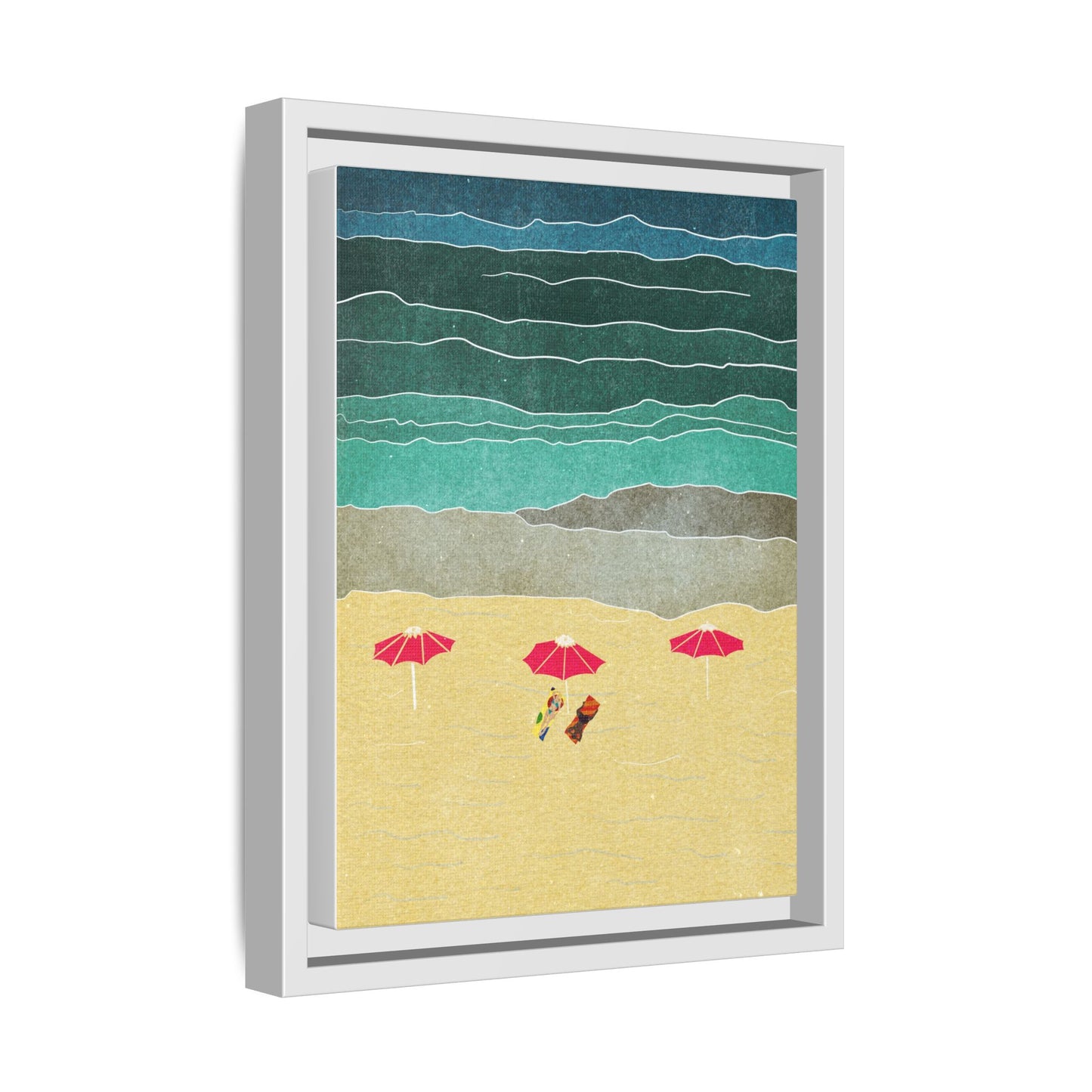 Wall Art Canvas- Seaside Vacation wth red umbrellas