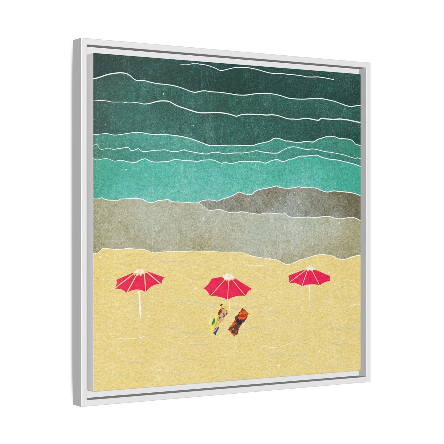 Wall Art Canvas- Seaside Vacation wth red umbrellas