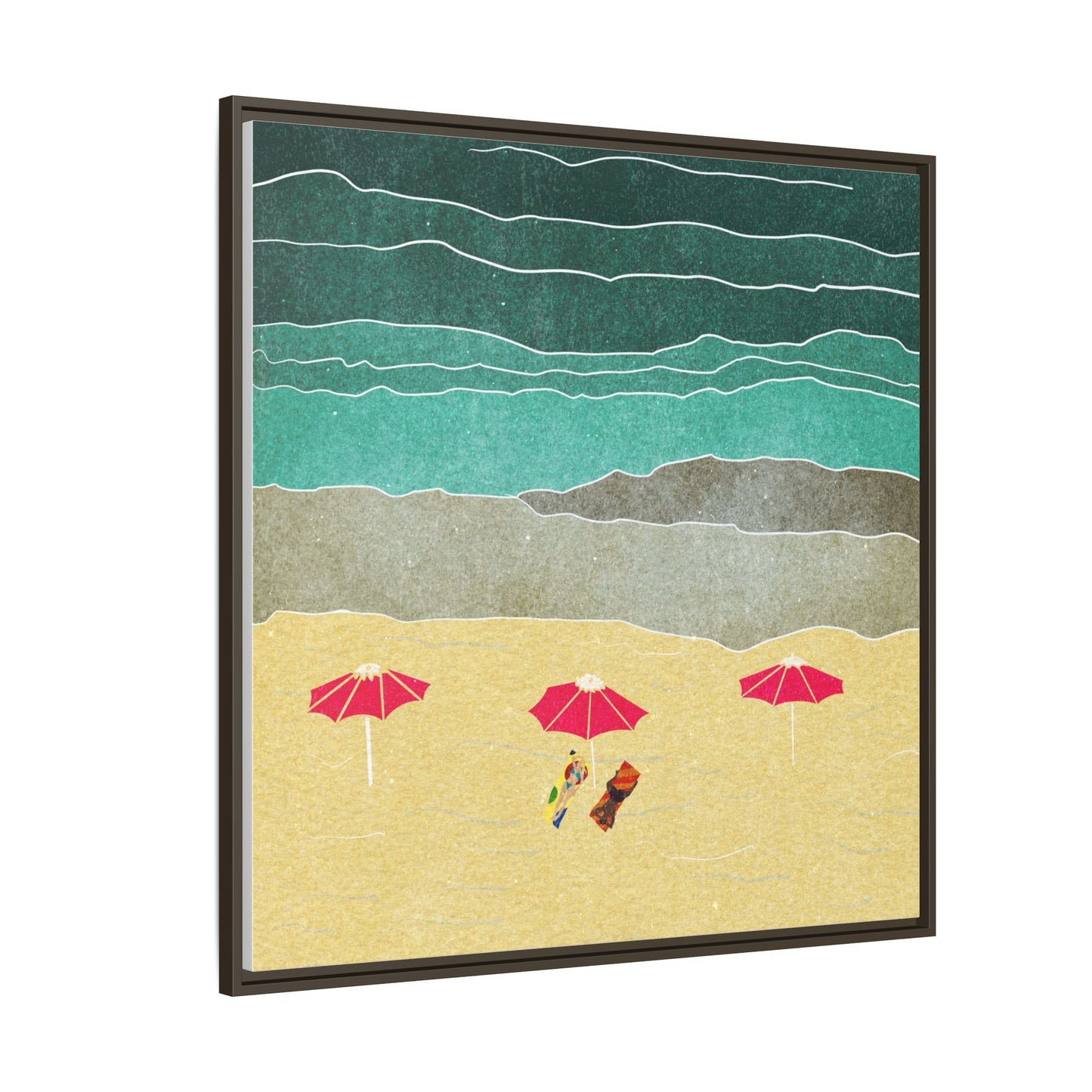 Wall Art Canvas- Seaside Vacation wth red umbrellas