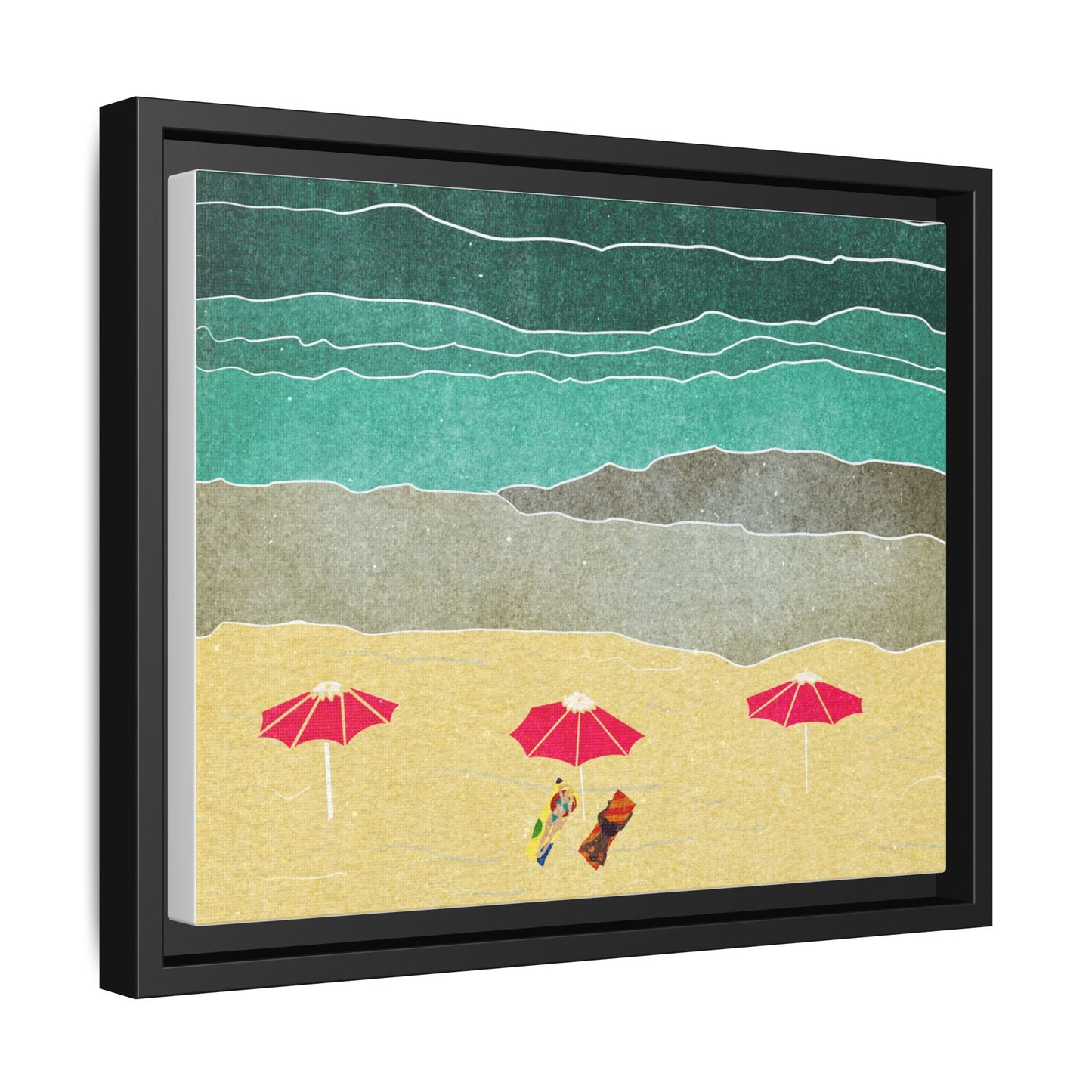 Wall Art Canvas- Seaside Vacation wth red umbrellas