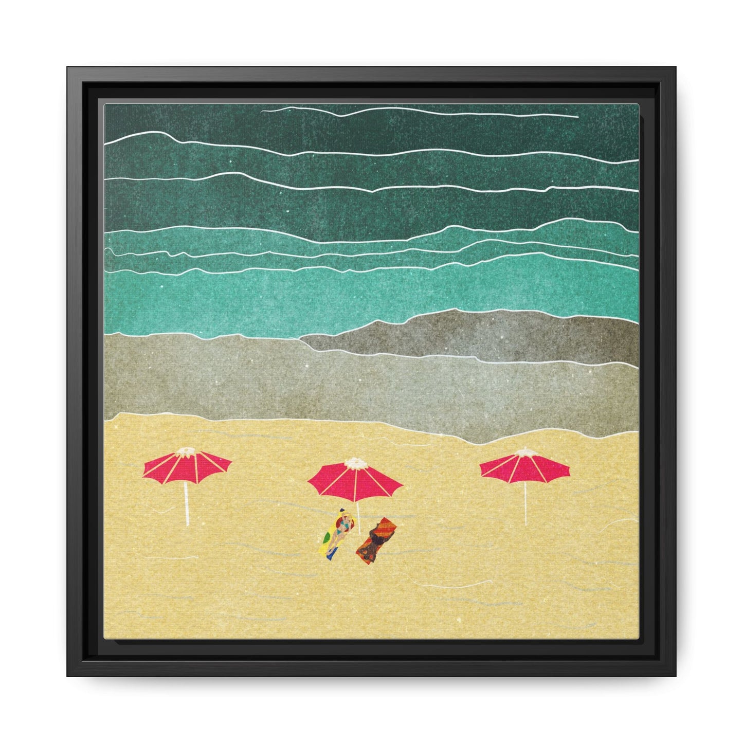 Wall Art Canvas- Seaside Vacation wth red umbrellas