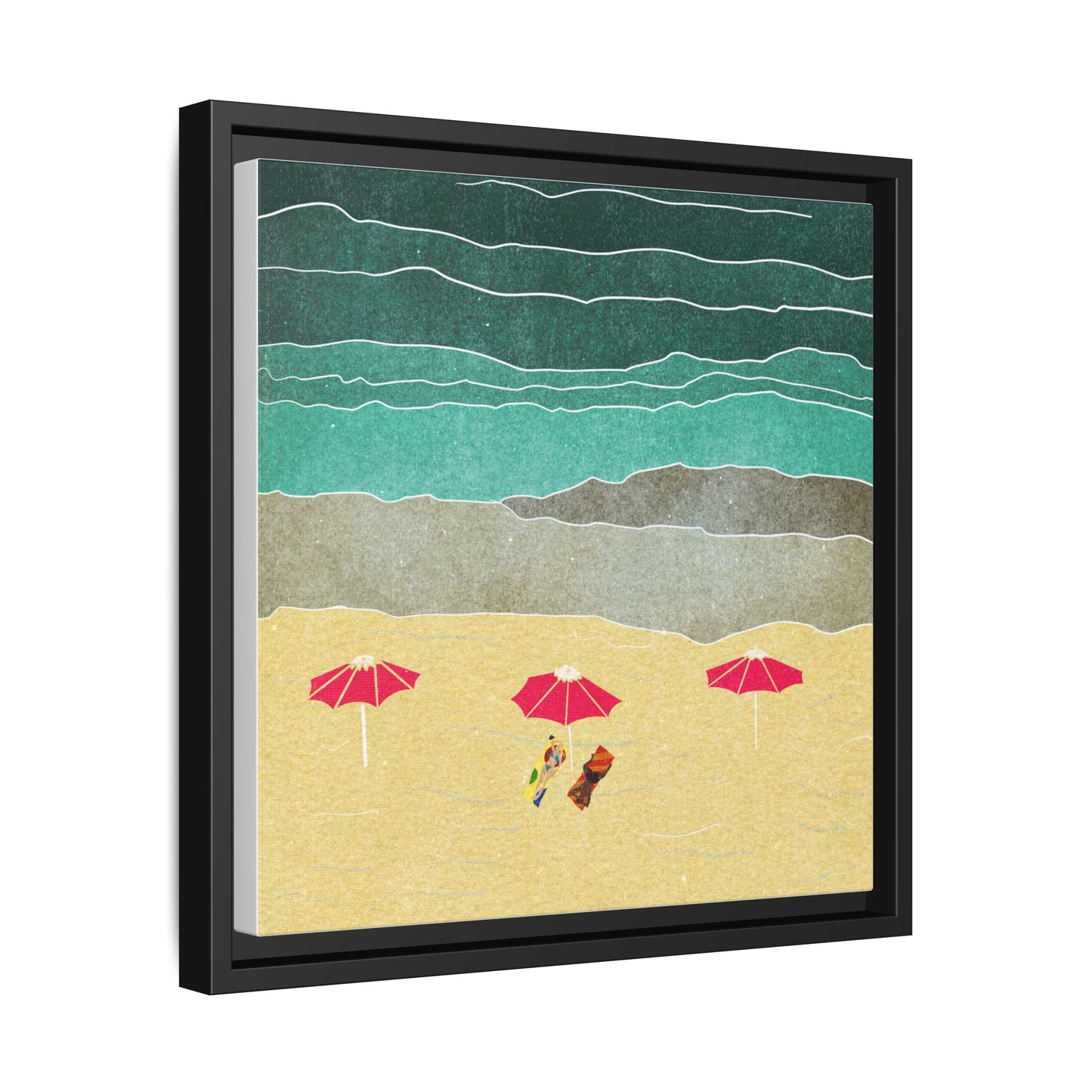 Wall Art Canvas- Seaside Vacation wth red umbrellas