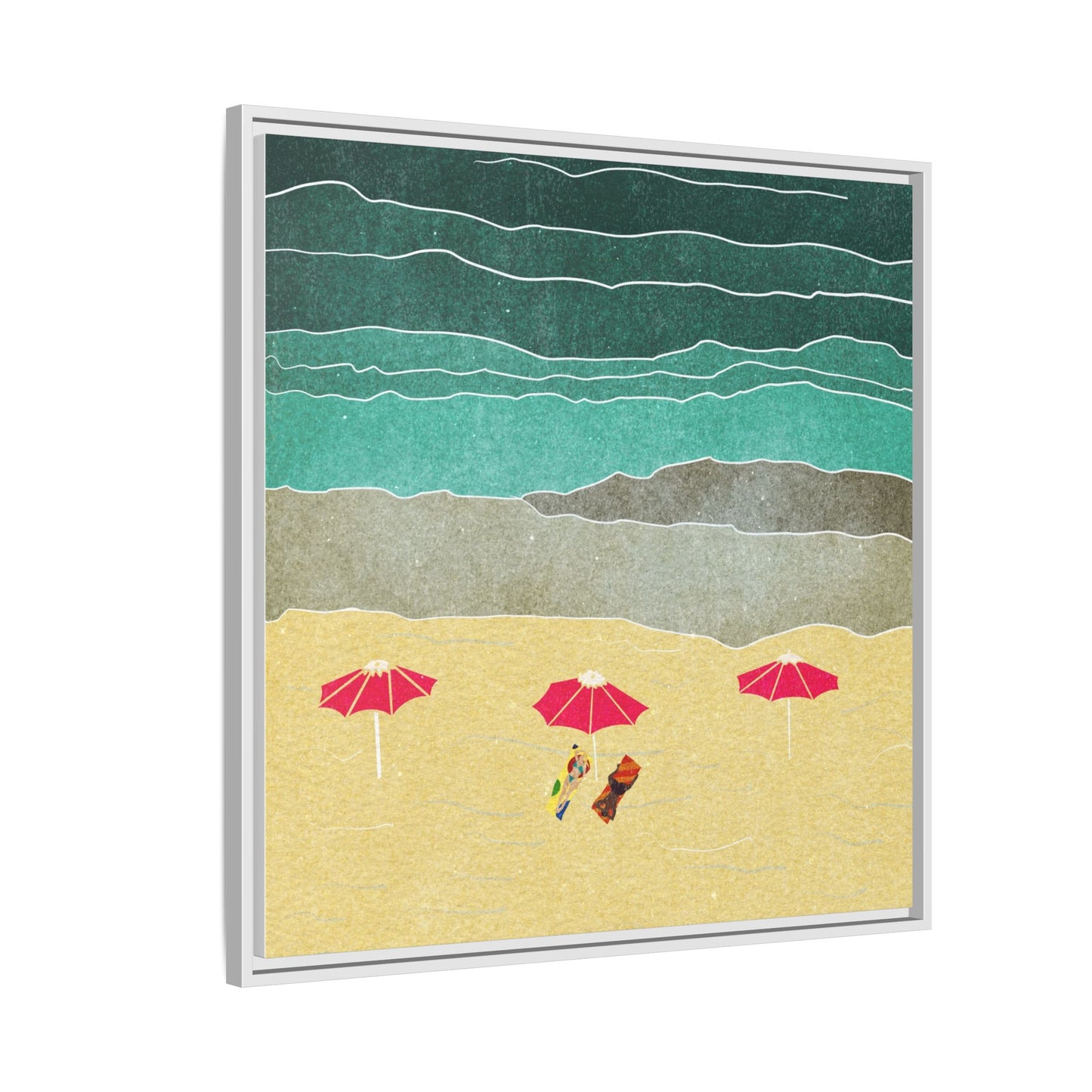Wall Art Canvas- Seaside Vacation wth red umbrellas