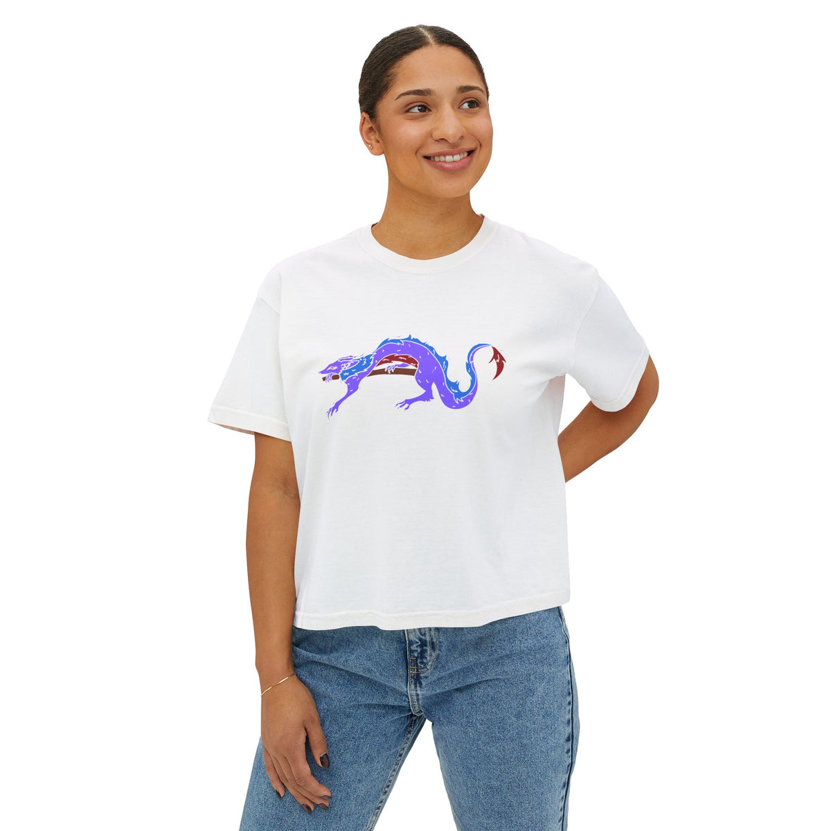 Boxy Tee Fierce Dragon original art by Olivia Lagerlof