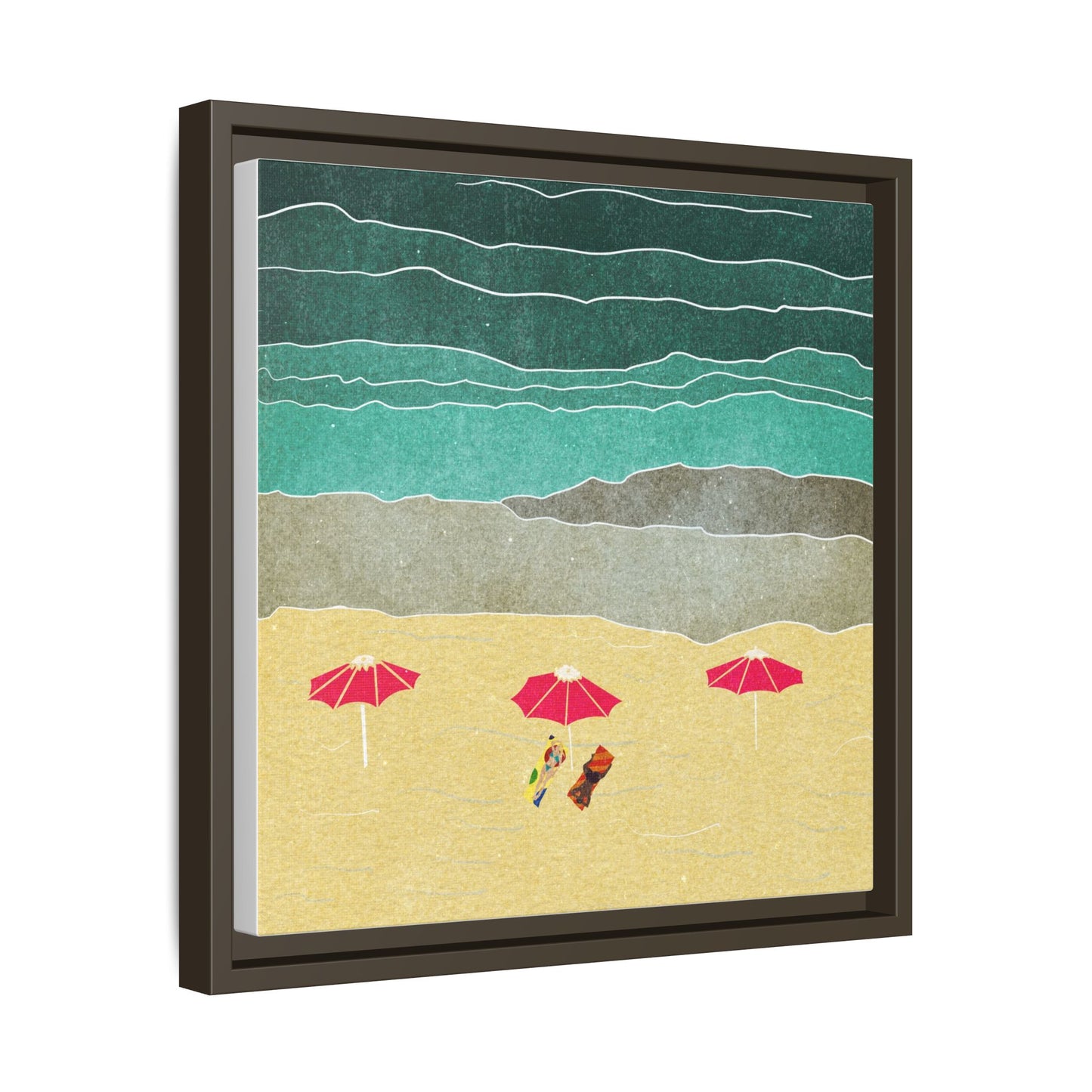 Wall Art Canvas- Seaside Vacation wth red umbrellas