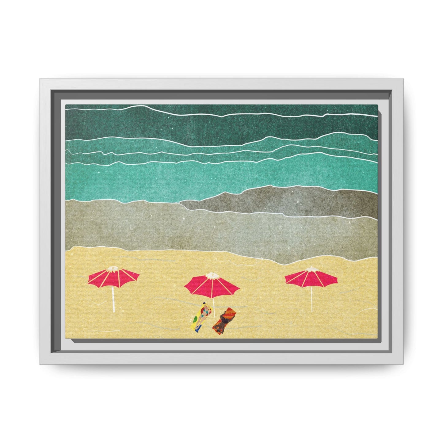 Wall Art Canvas- Seaside Vacation wth red umbrellas