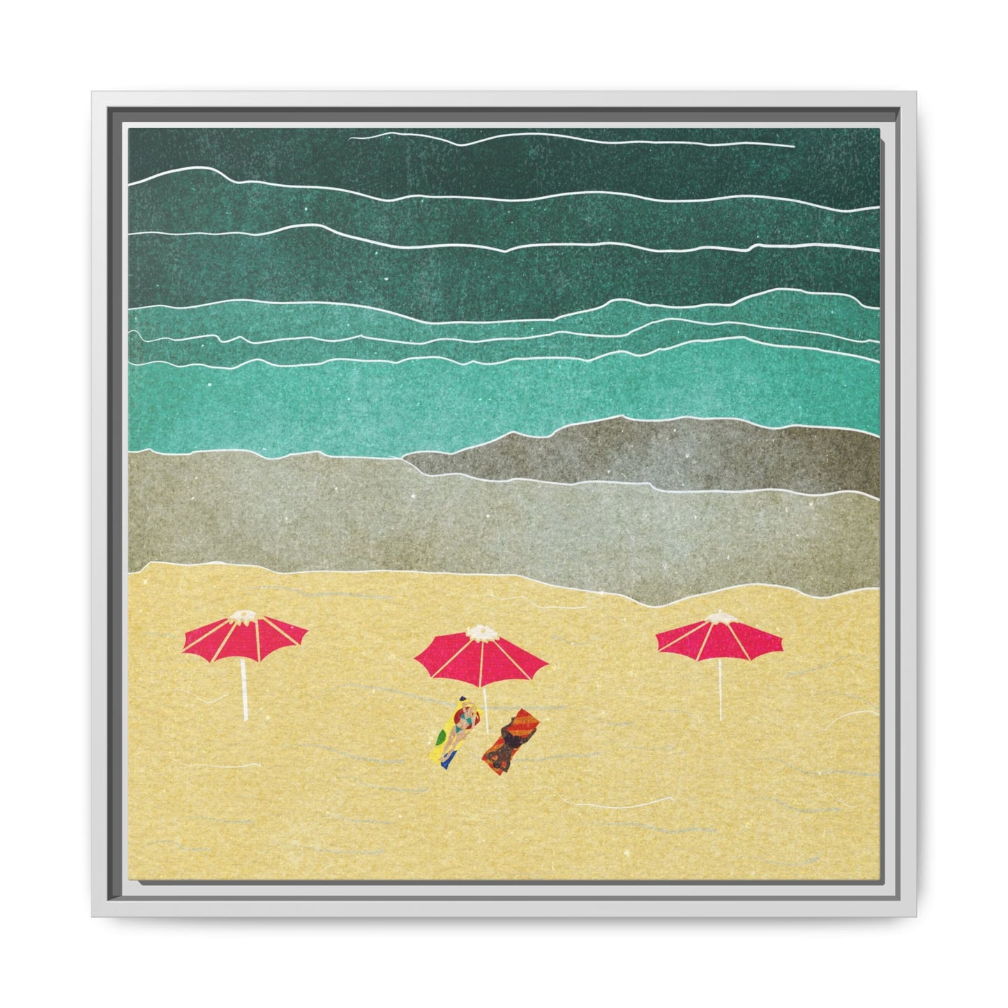 Wall Art Canvas- Seaside Vacation wth red umbrellas