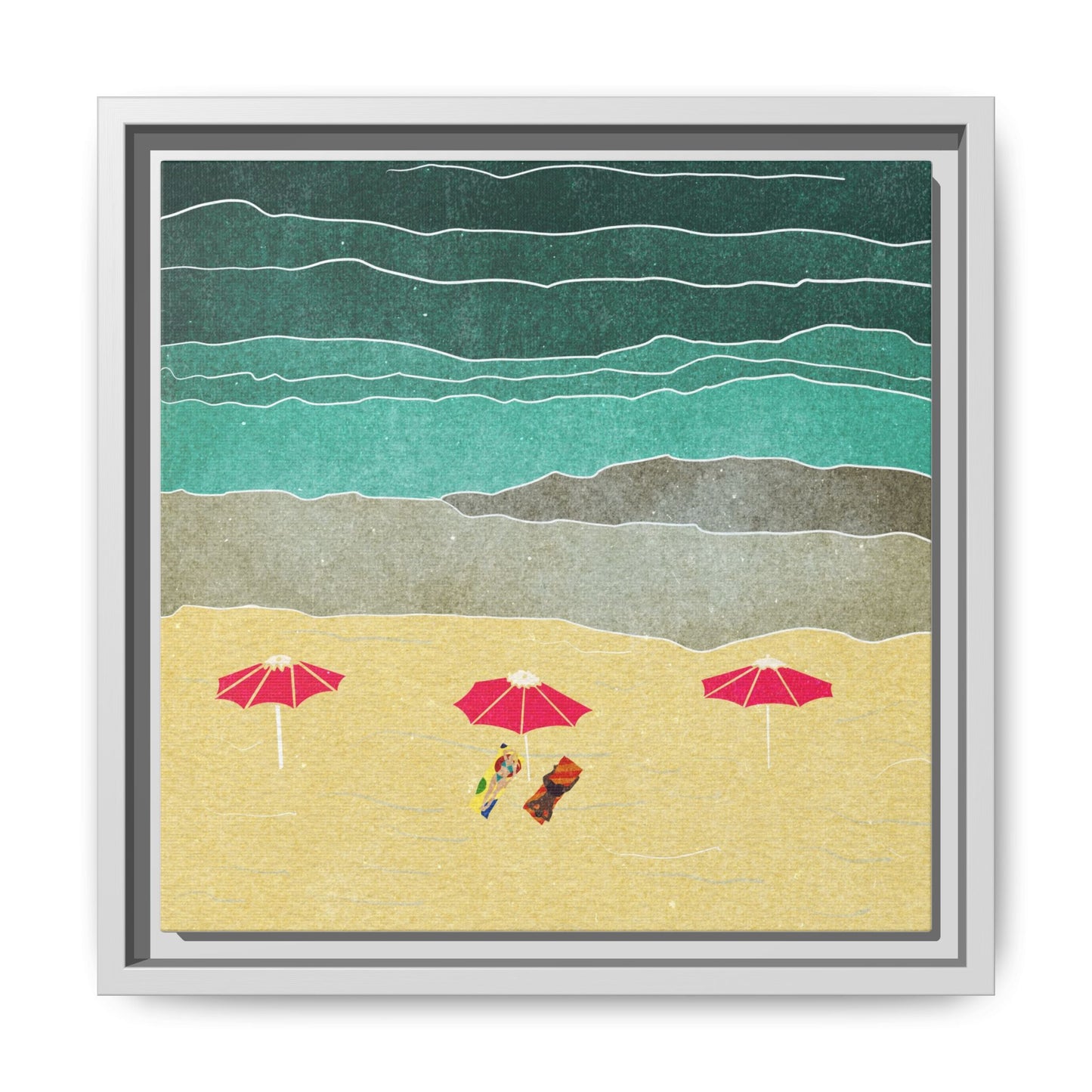 Wall Art Canvas- Seaside Vacation wth red umbrellas