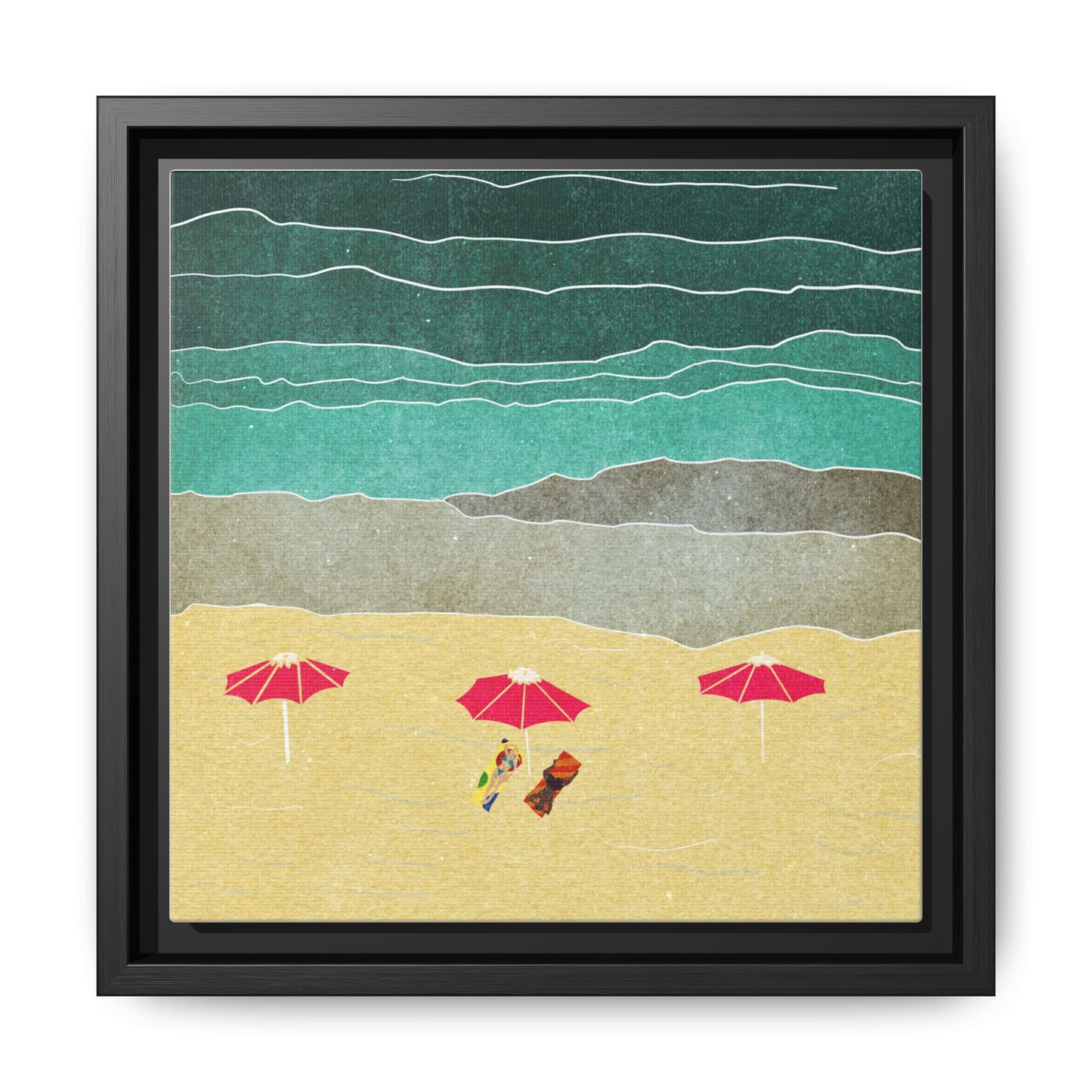 Wall Art Canvas- Seaside Vacation wth red umbrellas