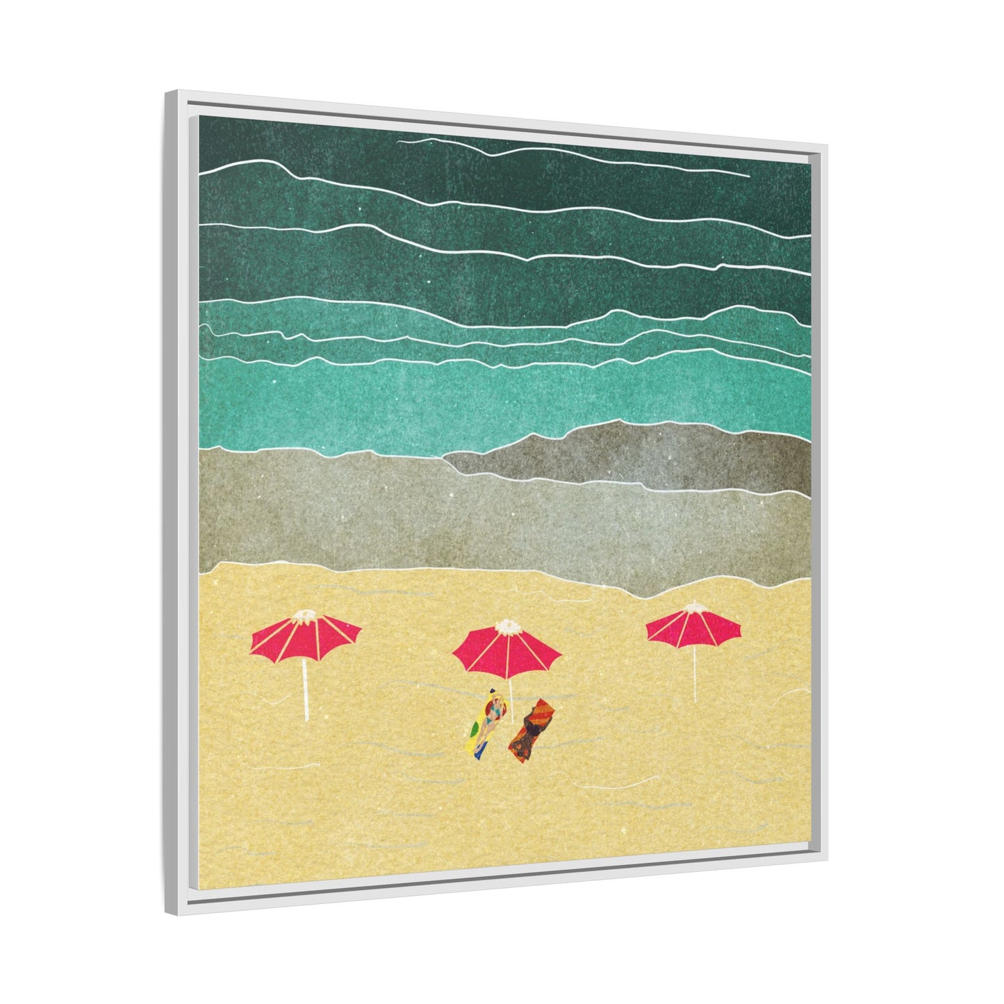 Wall Art Canvas- Seaside Vacation wth red umbrellas