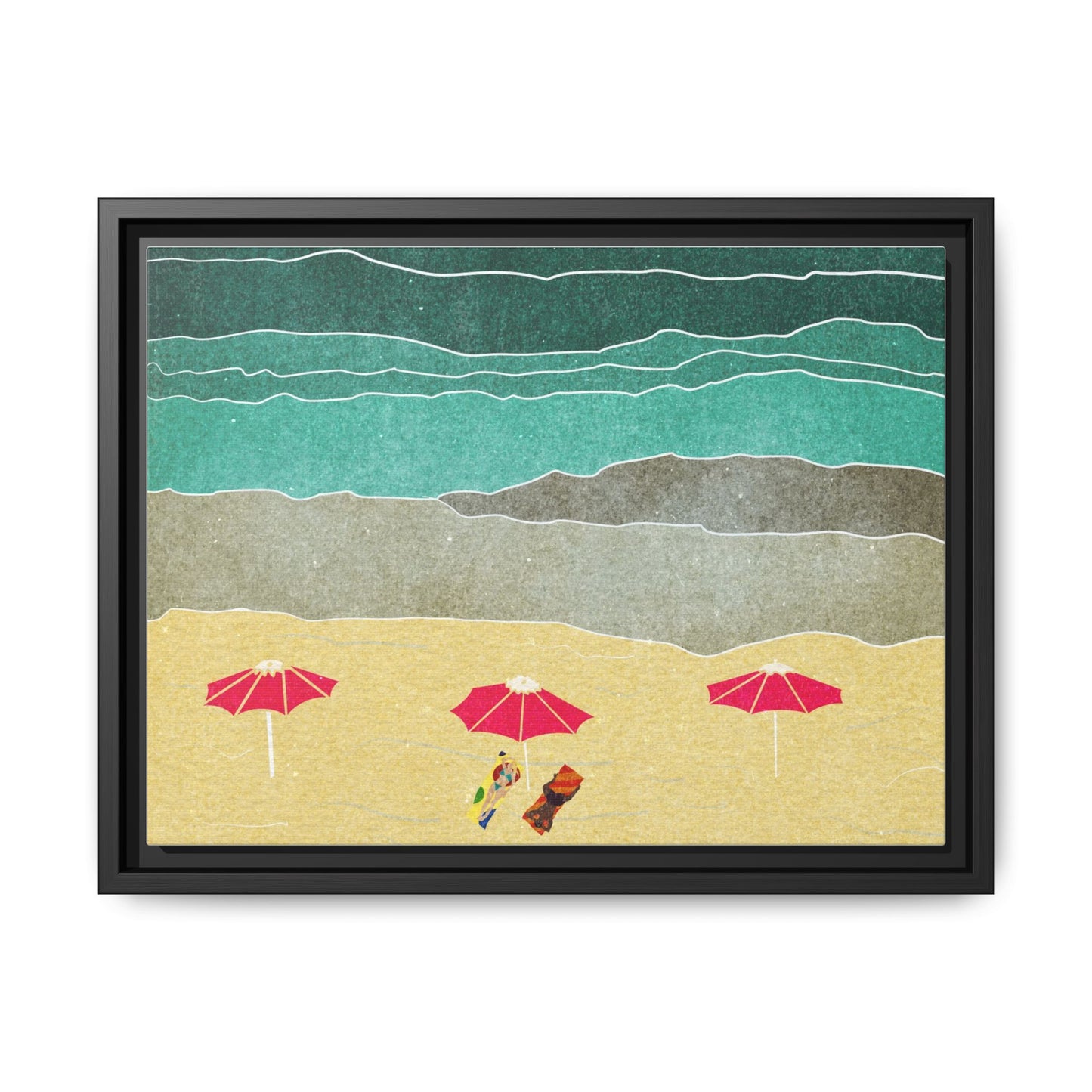 Wall Art Canvas- Seaside Vacation wth red umbrellas