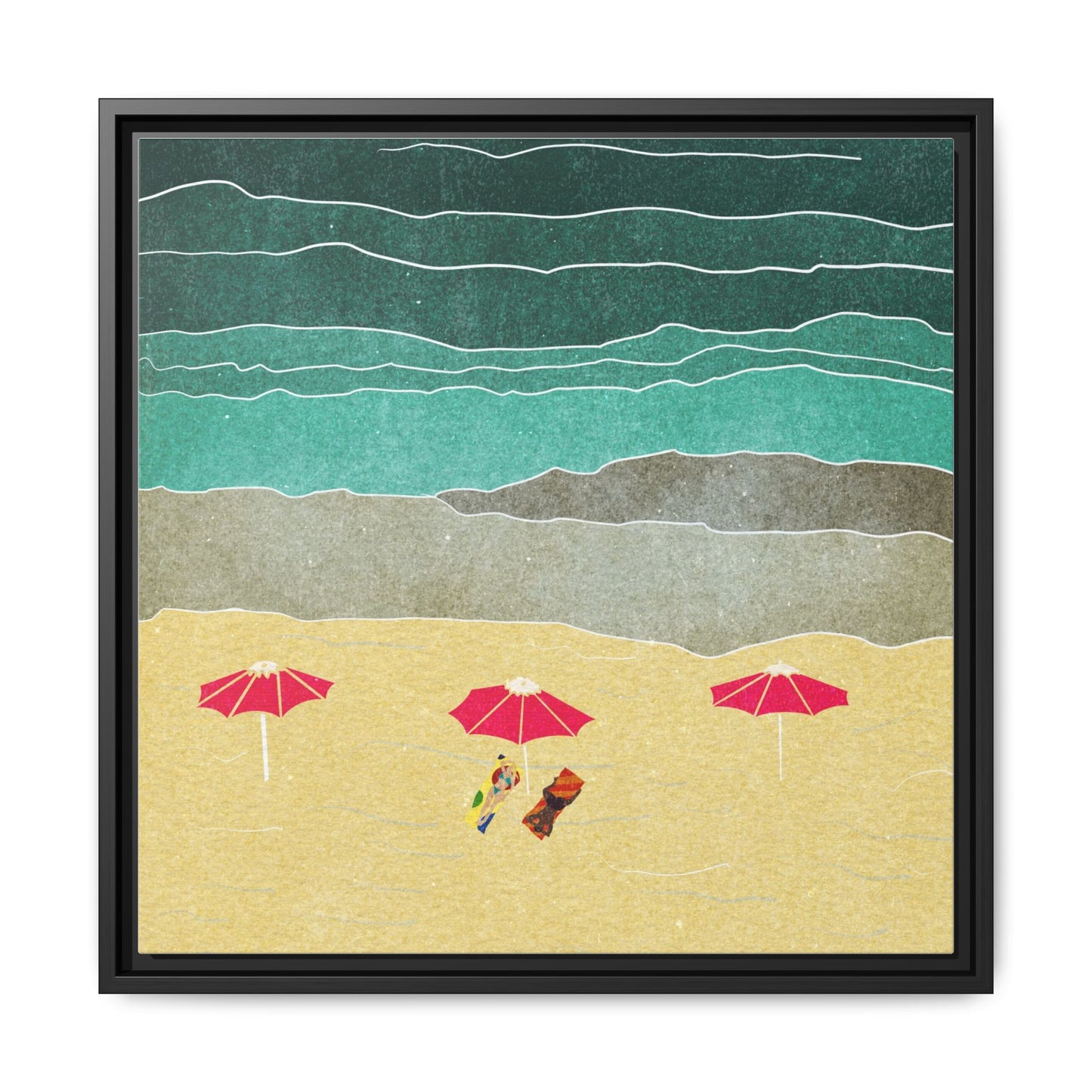 Wall Art Canvas- Seaside Vacation wth red umbrellas