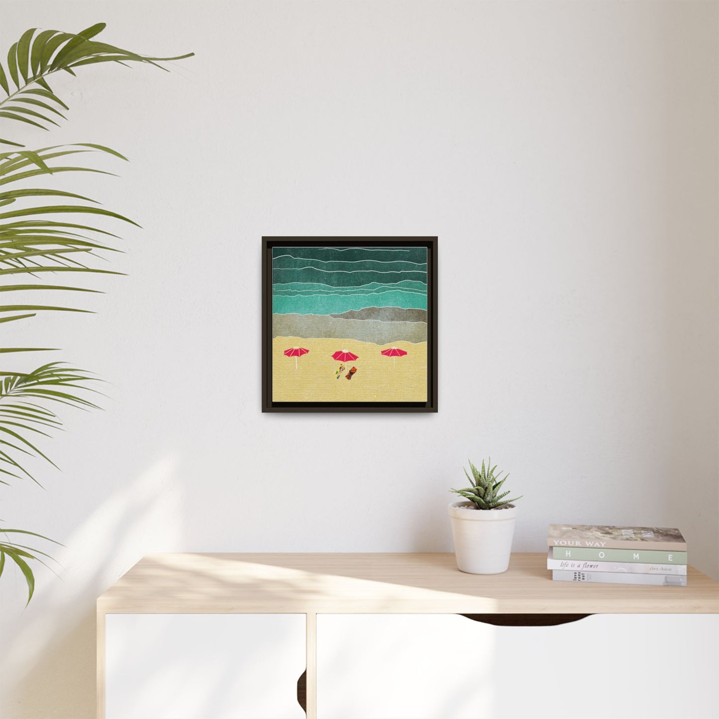 Wall Art Canvas- Seaside Vacation wth red umbrellas