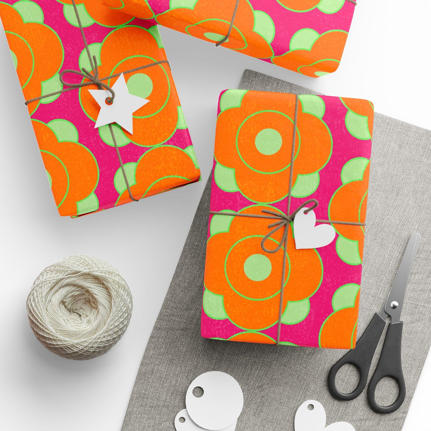 Wrapping Papers - Modern Daisy Design with Mid Century Flair and Bold Colors