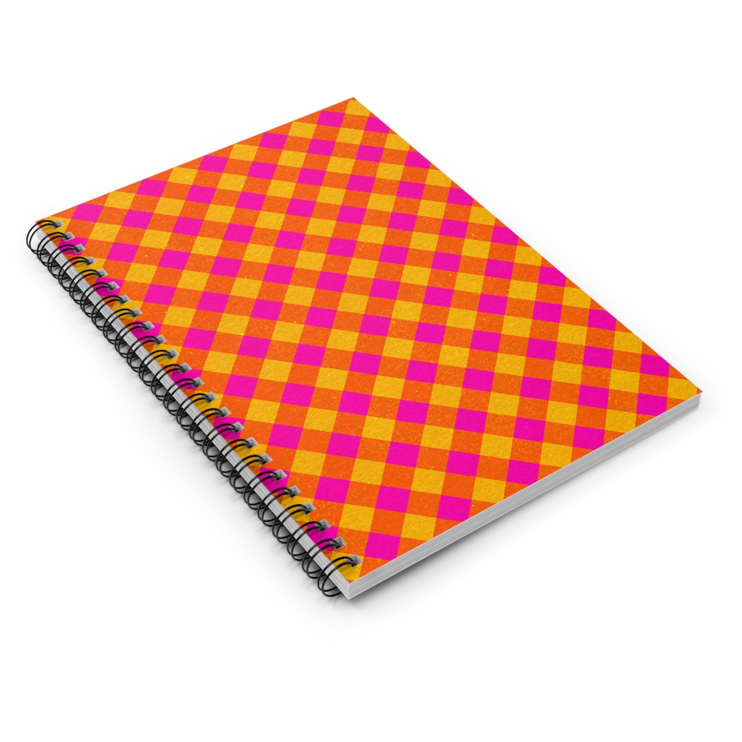 Spiral Notebook - Orange and Pink Gingham Design