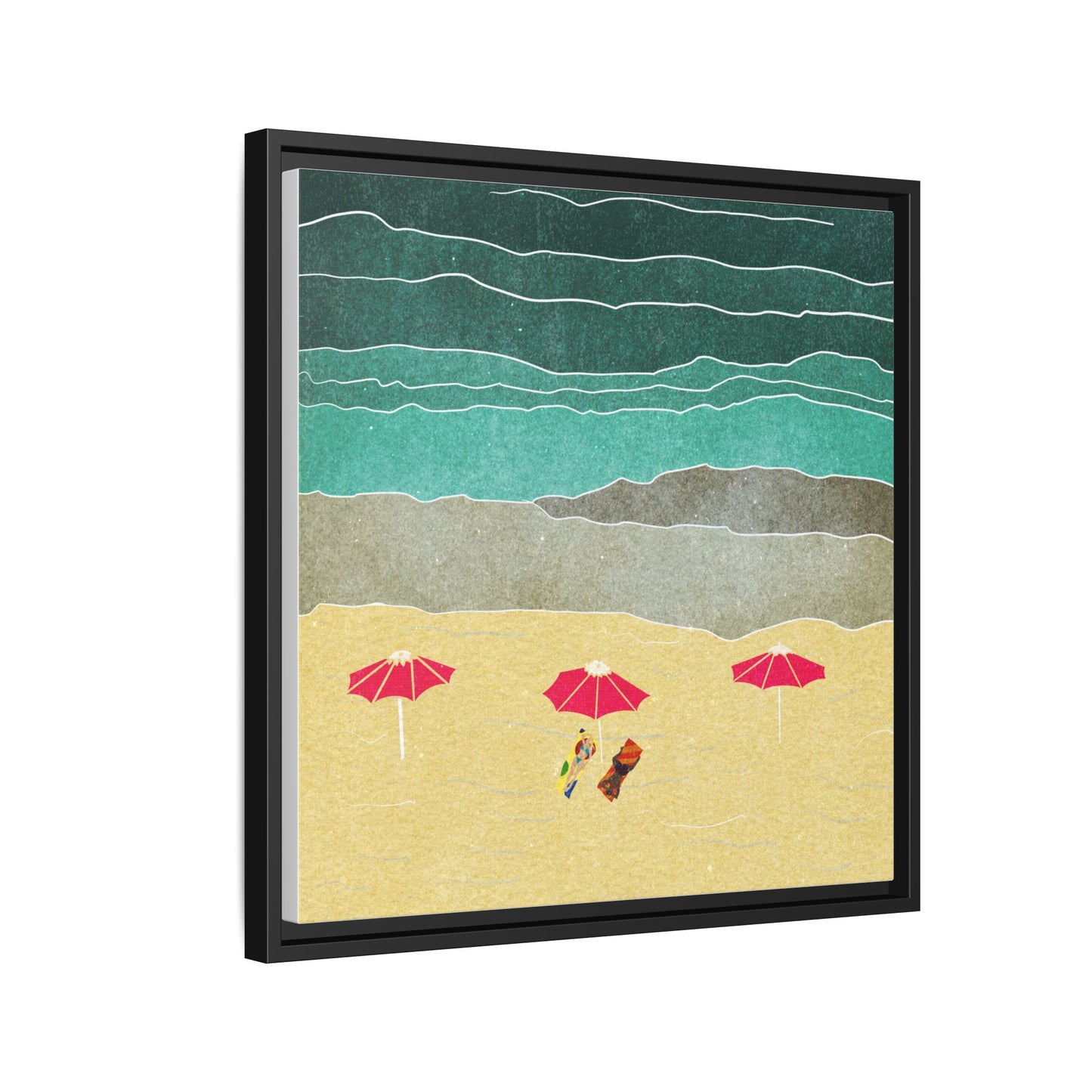 Wall Art Canvas- Seaside Vacation wth red umbrellas