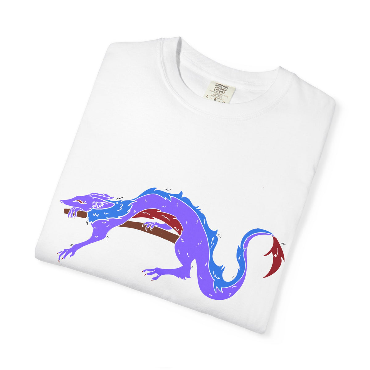 Fierce Dragon Graphic T-Shirt — Original art by Olivia Lagerlof with Tiny Back Shiba Accent
