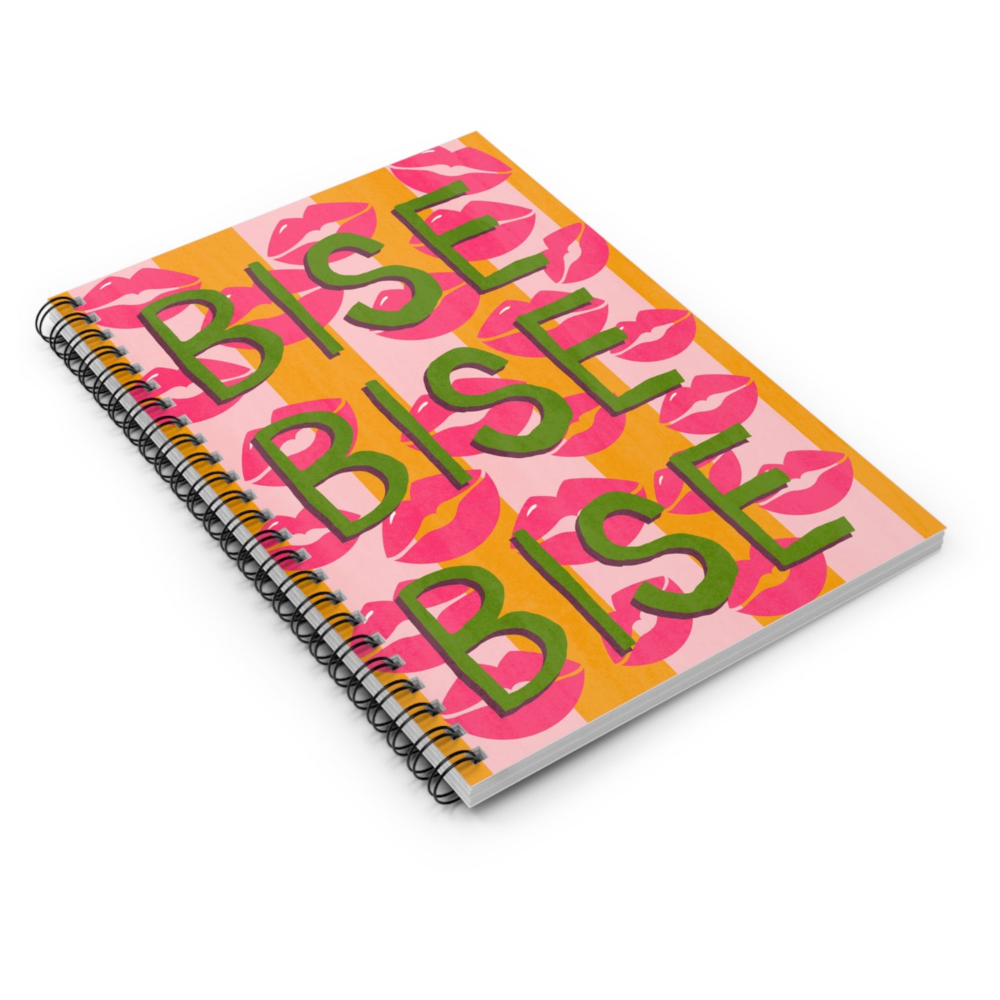 Kiss "Bise" Pattern Spiral Notebook - Ruled Line for Creative Note-taking