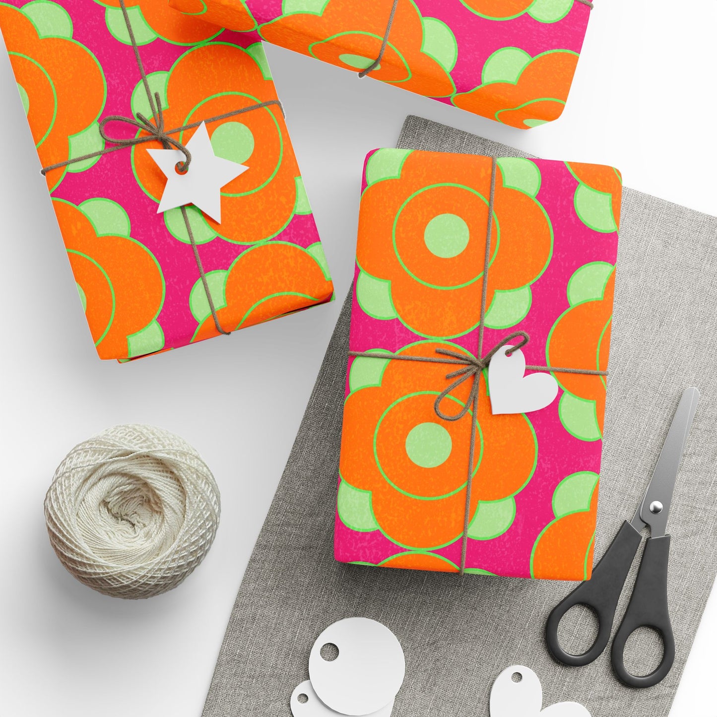 Wrapping Papers - Modern Daisy Design with Mid Century Flair and Bold Colors