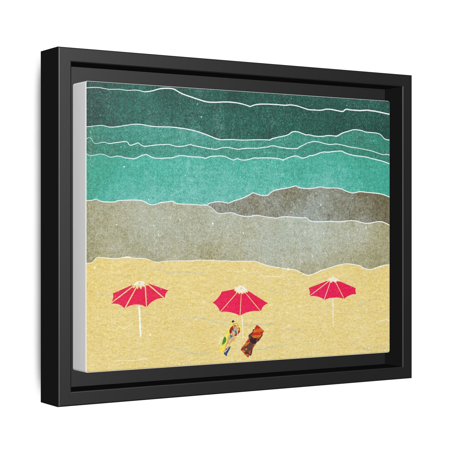 Wall Art Canvas- Seaside Vacation wth red umbrellas