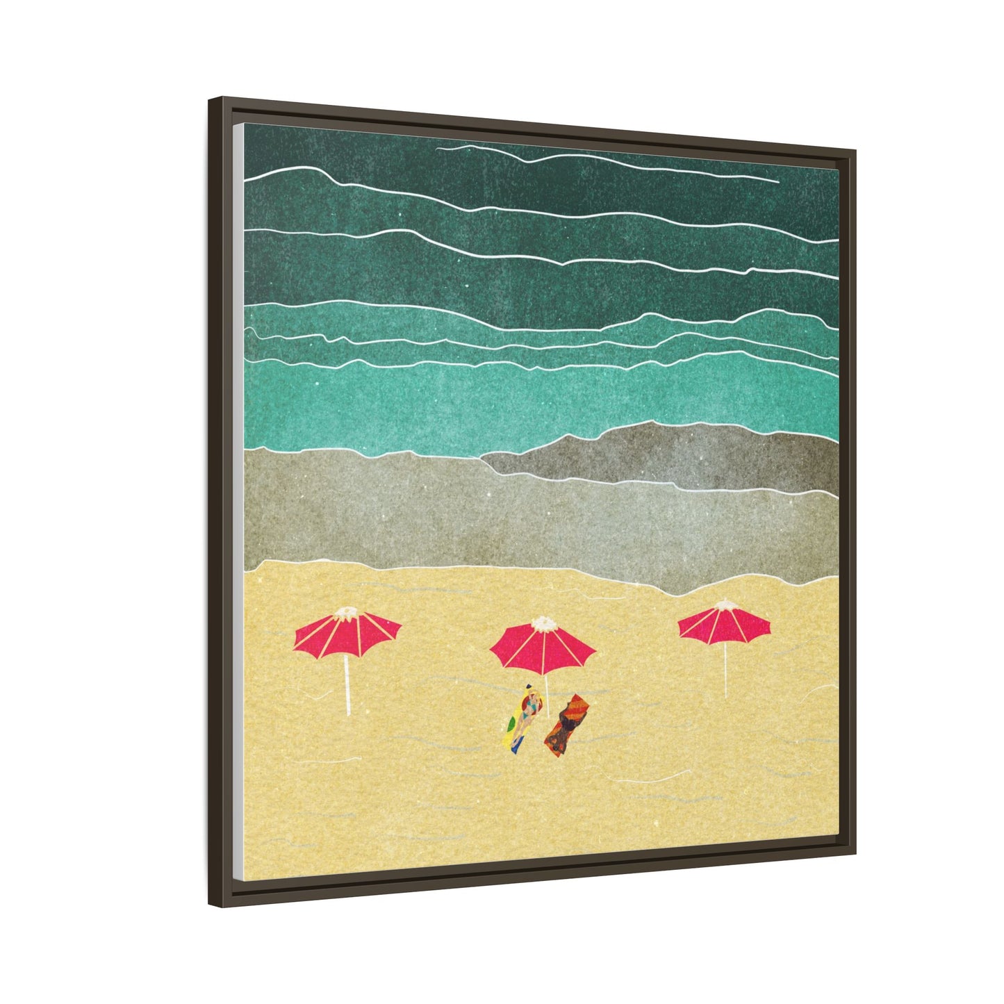 Wall Art Canvas- Seaside Vacation wth red umbrellas