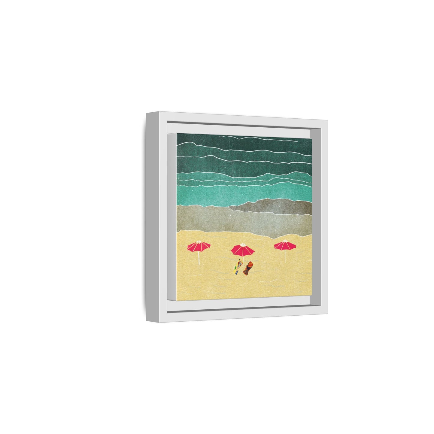 Wall Art Canvas- Seaside Vacation wth red umbrellas