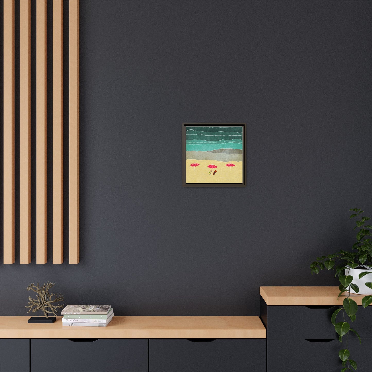 Wall Art Canvas- Seaside Vacation wth red umbrellas