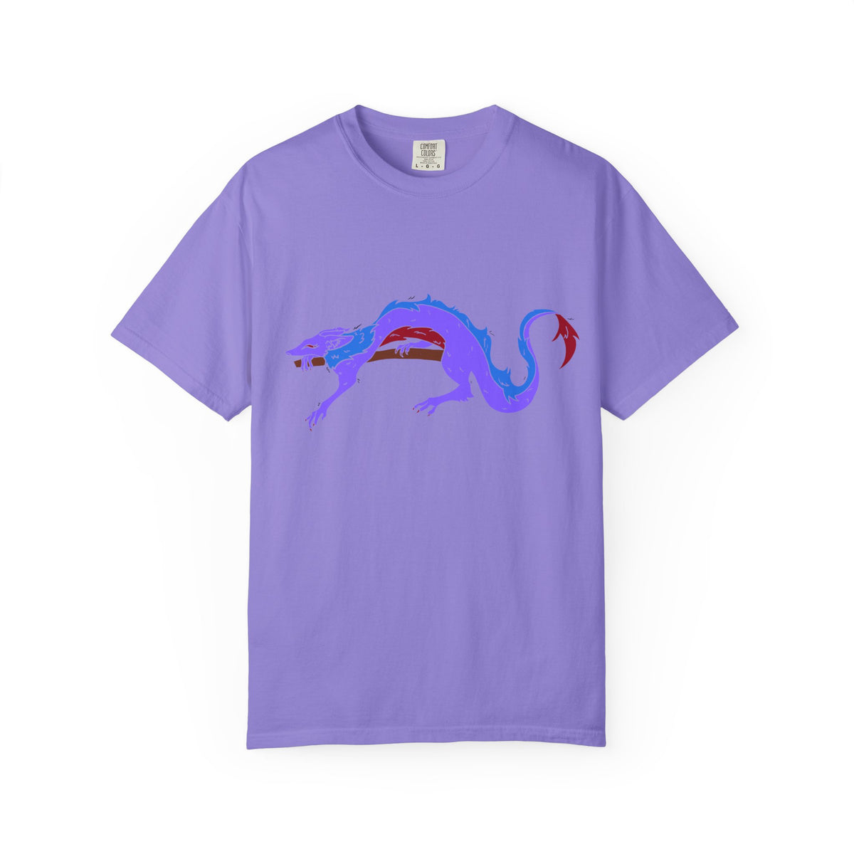 Fierce Dragon Graphic T-Shirt — Original art by Olivia Lagerlof with Tiny Back Shiba Accent