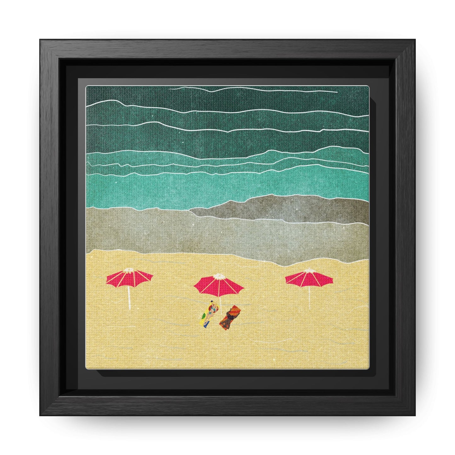 Wall Art Canvas- Seaside Vacation wth red umbrellas