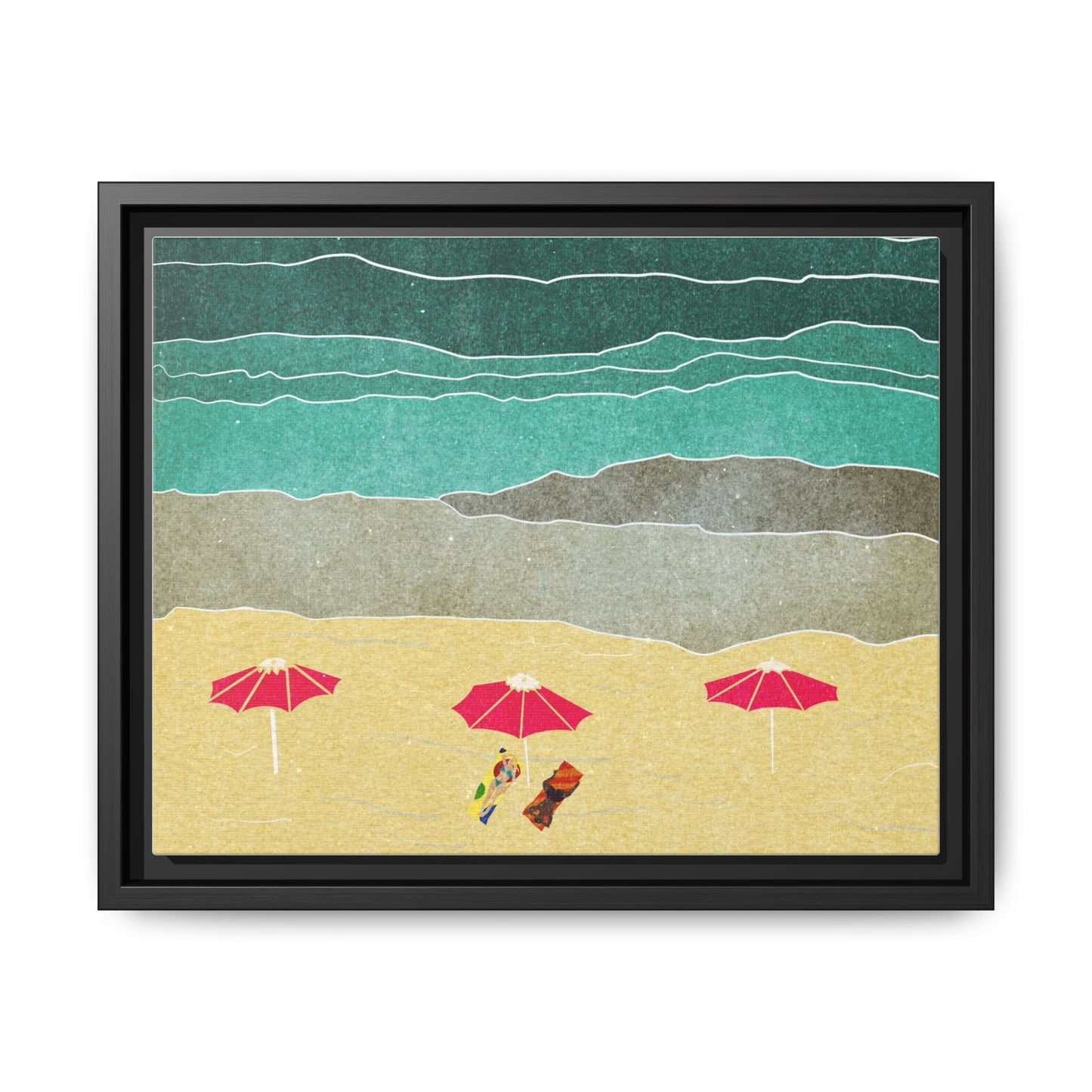Wall Art Canvas- Seaside Vacation wth red umbrellas