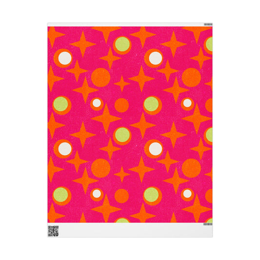Copy of Gift Wrap Papers - Mid-Century Stars and Cocktail Olive Design - Magenta