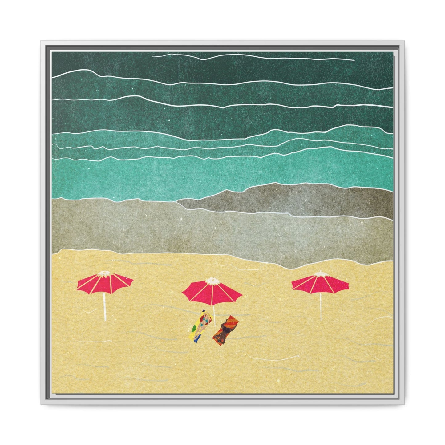 Wall Art Canvas- Seaside Vacation wth red umbrellas