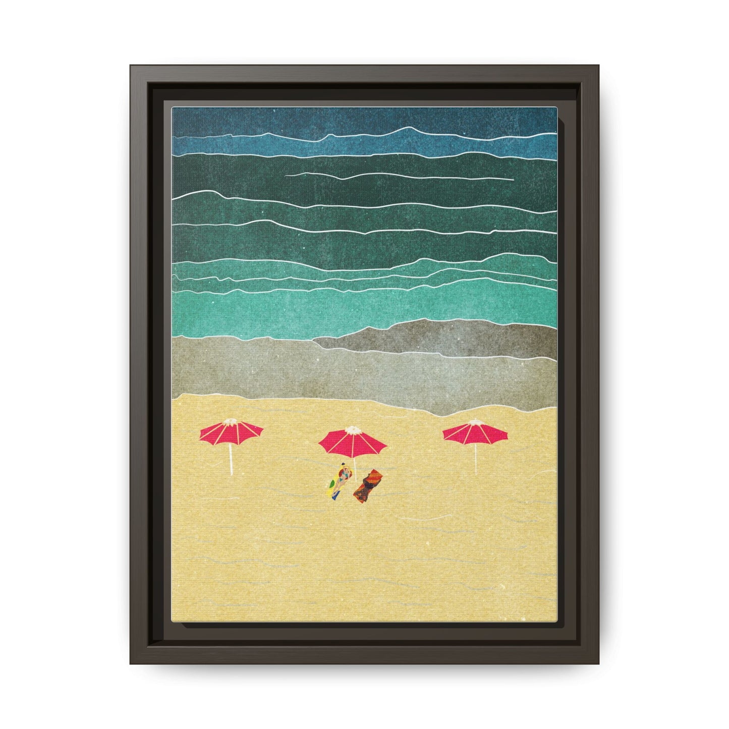 Wall Art Canvas- Seaside Vacation wth red umbrellas