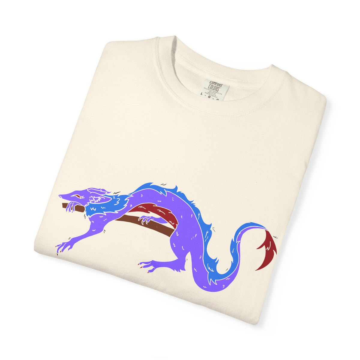 Fierce Dragon Graphic T-Shirt — Original art by Olivia Lagerlof with Tiny Back Shiba Accent