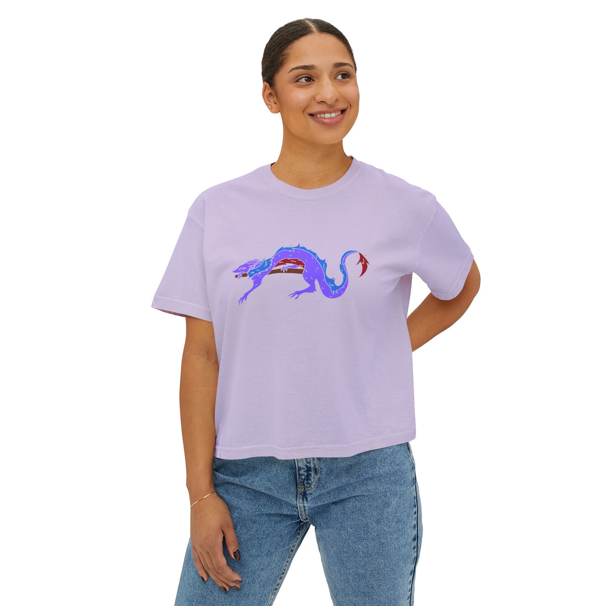 Boxy Tee Fierce Dragon original art by Olivia Lagerlof