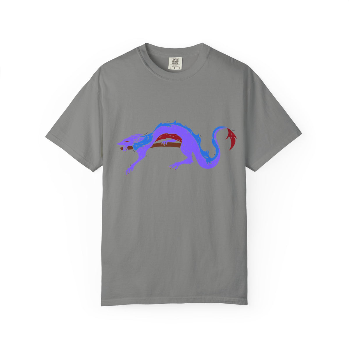 Fierce Dragon Graphic T-Shirt — Original art by Olivia Lagerlof with Tiny Back Shiba Accent