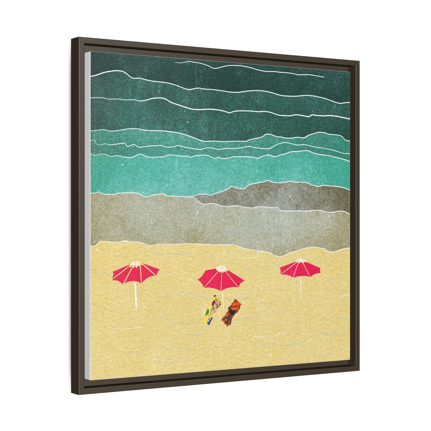 Wall Art Canvas- Seaside Vacation wth red umbrellas