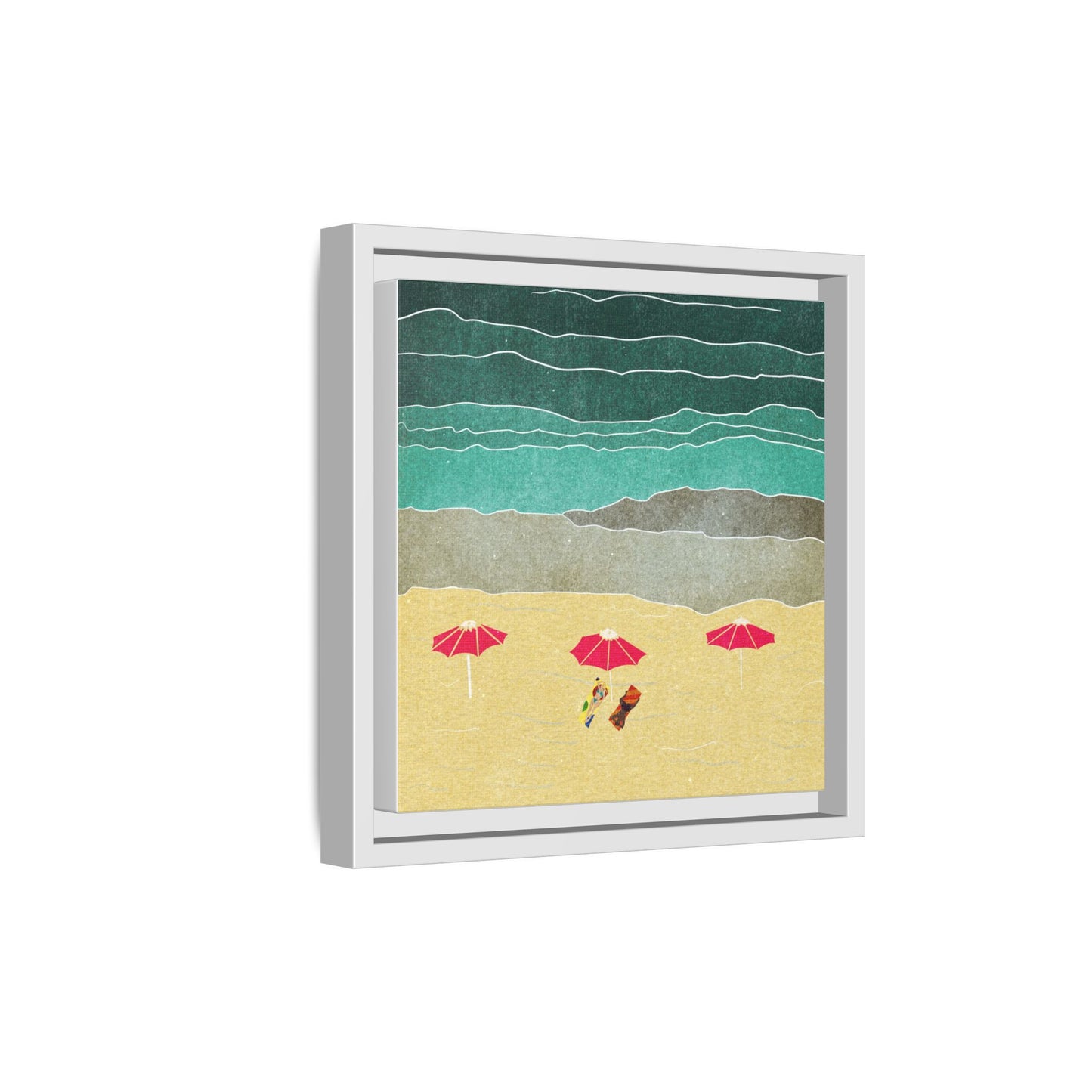 Wall Art Canvas- Seaside Vacation wth red umbrellas