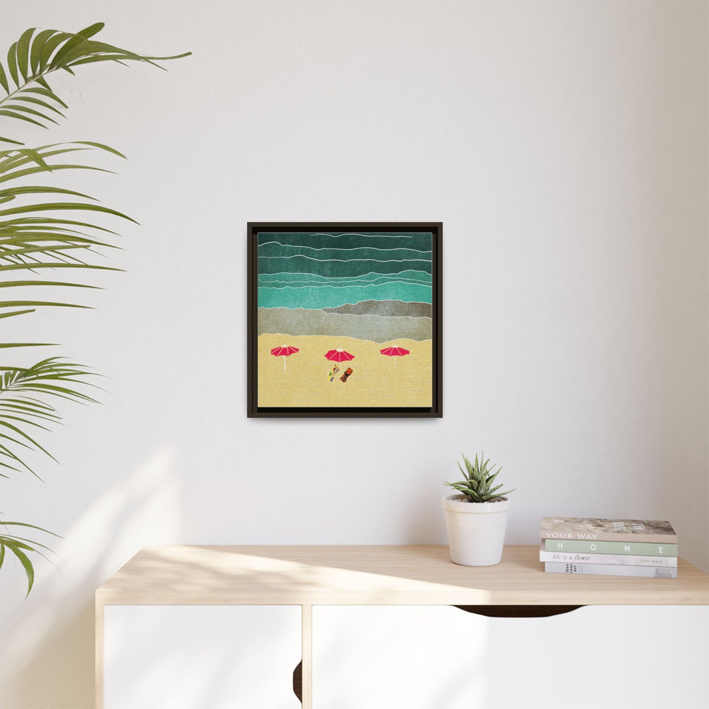 Wall Art Canvas- Seaside Vacation wth red umbrellas