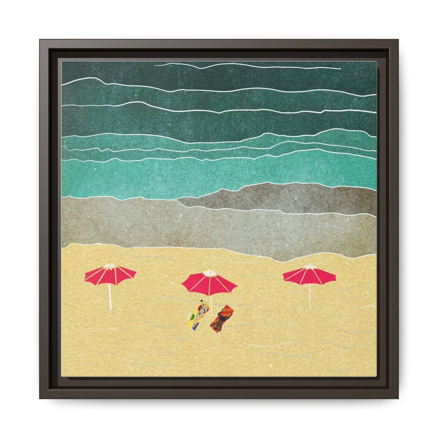 Wall Art Canvas- Seaside Vacation wth red umbrellas