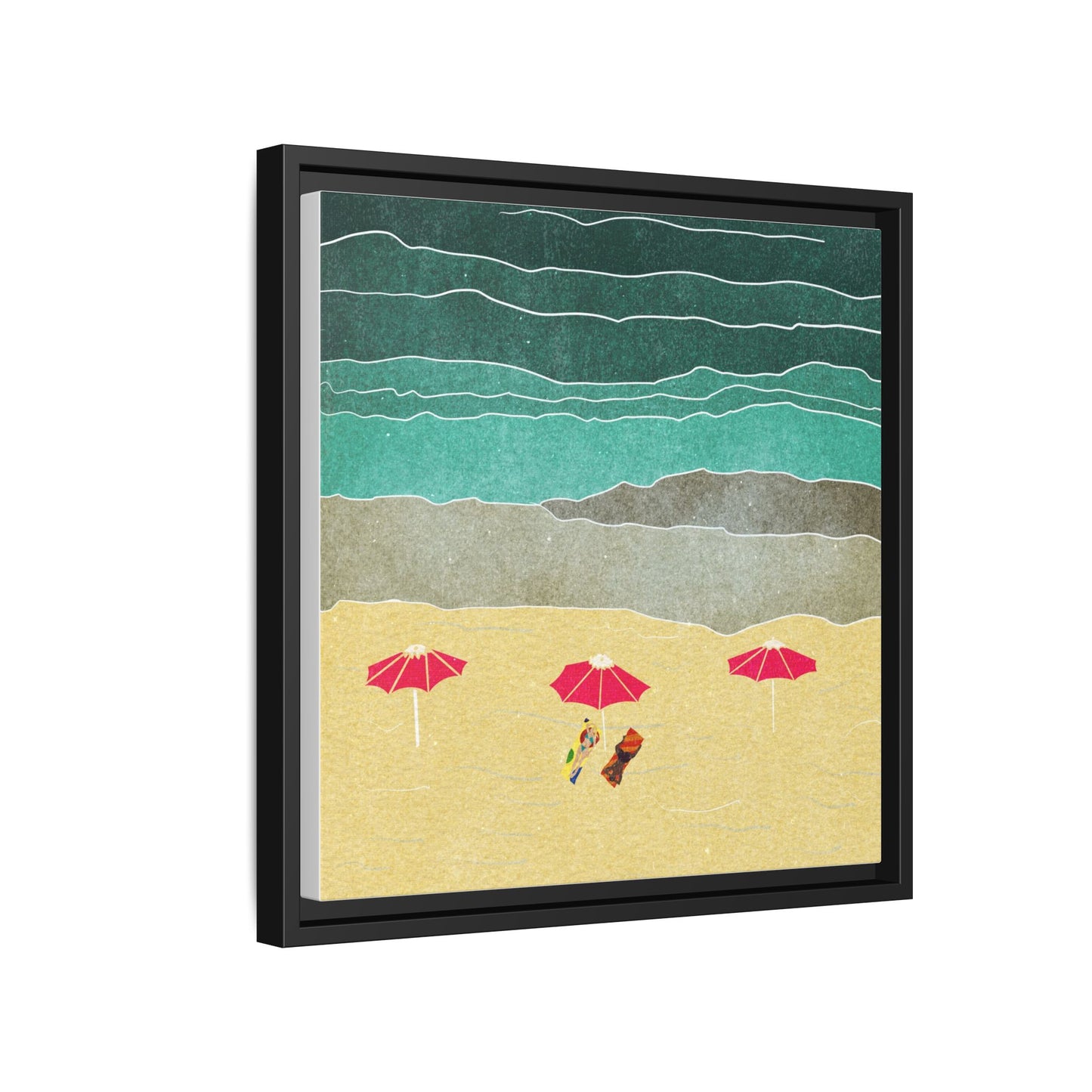 Wall Art Canvas- Seaside Vacation wth red umbrellas