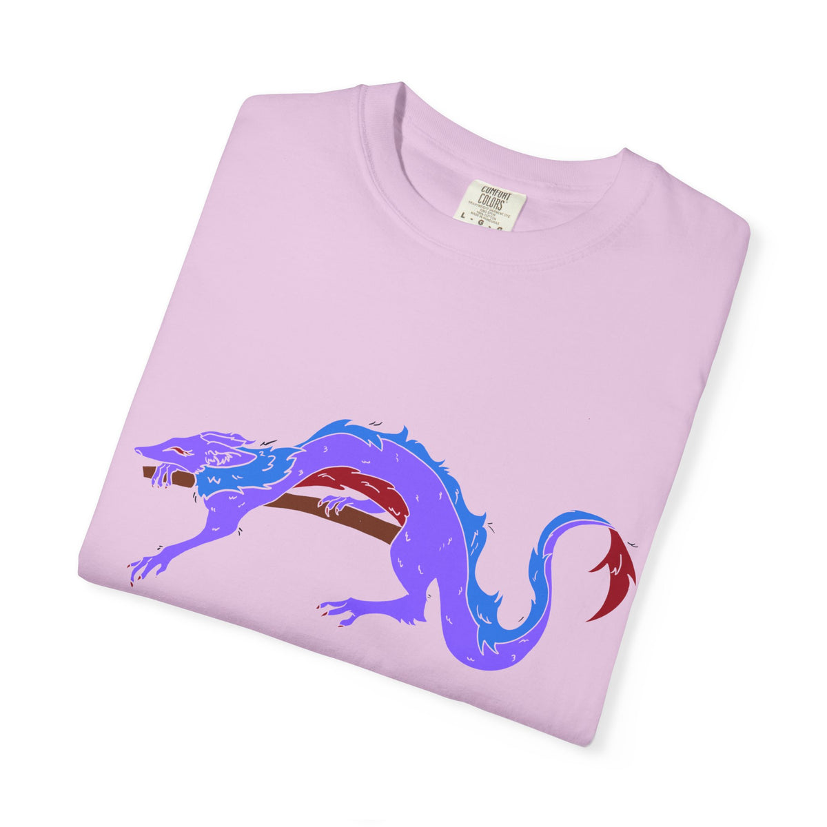 Fierce Dragon Graphic T-Shirt — Original art by Olivia Lagerlof with Tiny Back Shiba Accent
